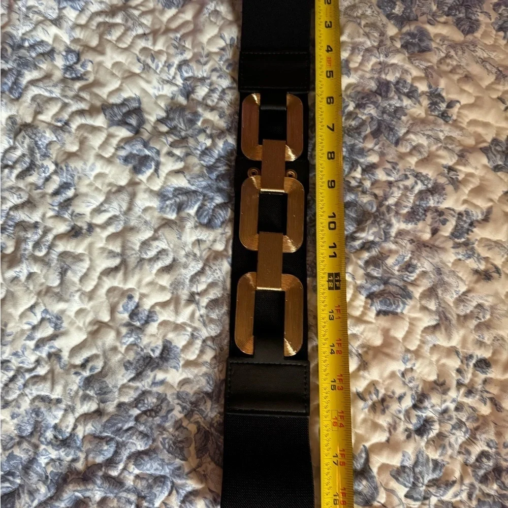 Black Belt with Gold Chain Accent